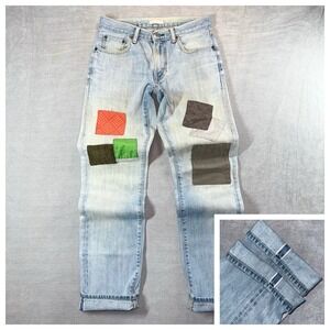 Uniqlo Jeans Men 29x33 Light Wash Kaihara Selvedge Stretch Patch Kurt Cobain GUC